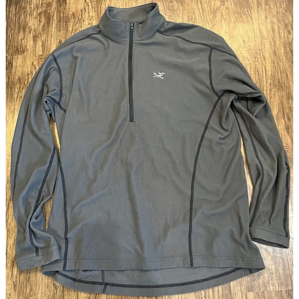 Arc'teryx Shirt 1/2 Zip Long Sleeve Men XL Gray Waffle Base Layer Pullover